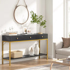 54.33" Console Table with 3 Drawers, Black Entryway Table with Storage Shelves