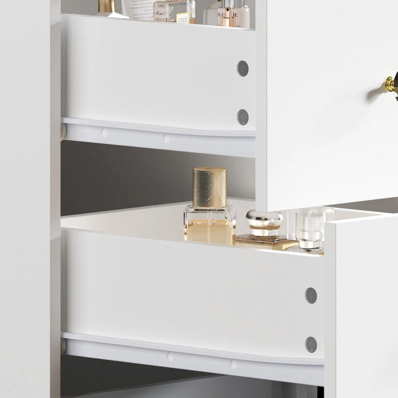 Vanity Desk with Lights, Makeup Vanity with Lights 3 Colors,9 Drawers - 53.9H