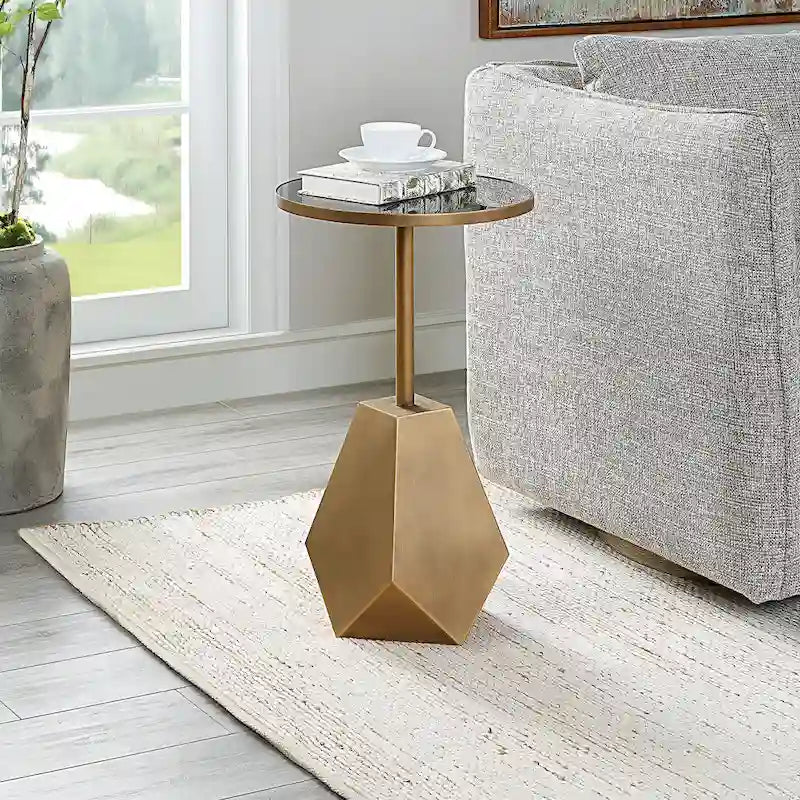 Comet Geometric Bronze Accent Table - 14W x 24H x 14D