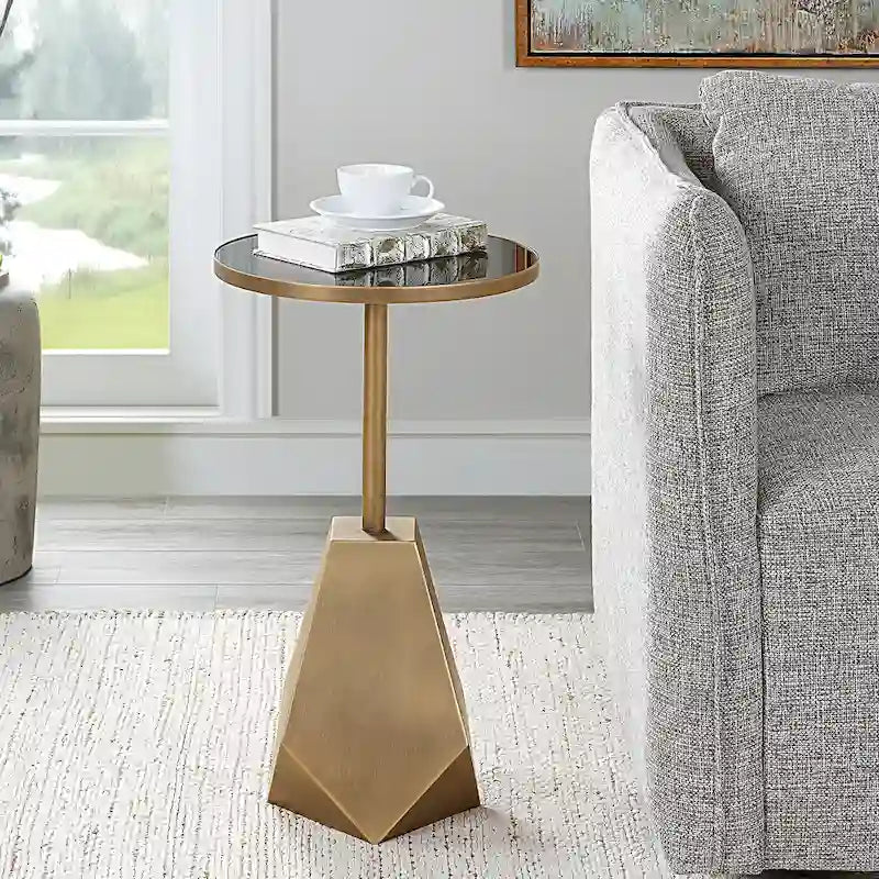 Comet Geometric Bronze Accent Table - 14W x 24H x 14D