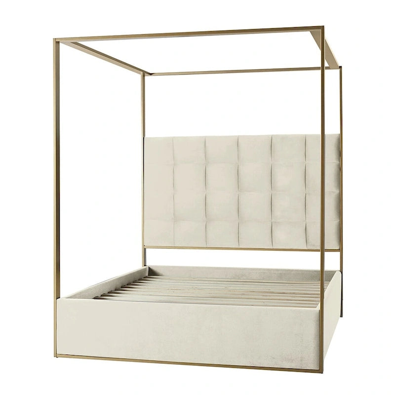 Contemporary Upholstered King Size Canopy Bed