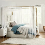 Contemporary Upholstered King Size Canopy Bed