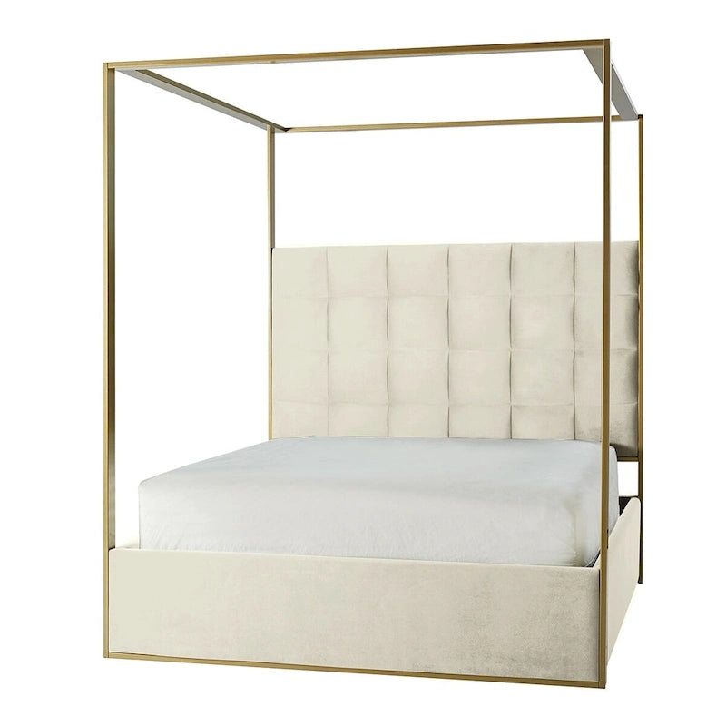 Contemporary Upholstered King Size Canopy Bed