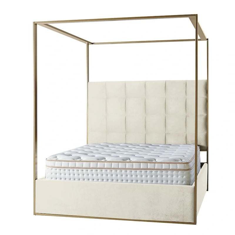 Contemporary Upholstered King Size Canopy Bed