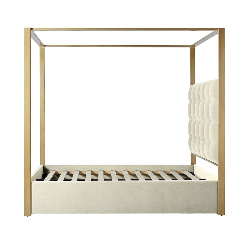 Contemporary Upholstered King Size Canopy Bed