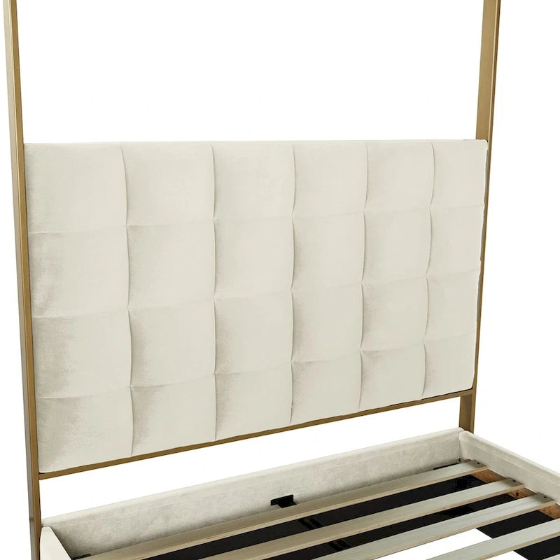 Contemporary Upholstered King Size Canopy Bed