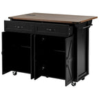 53.5 Farmhouse Kitchen Island with Power Outlet, Drop Leaf & Mobile Storage