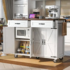 53.5 Farmhouse Kitchen Island with Power Outlet, Drop Leaf & Mobile Storage