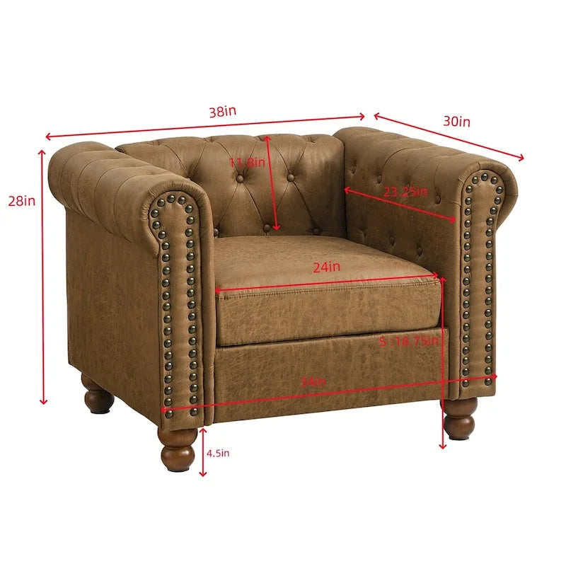 Traditional Living Room Upholstered Sofa,Tufted Fabric Sofa Couch