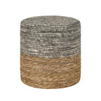 Round Ottoman Natural Cattail Hand Weave Foot Stool