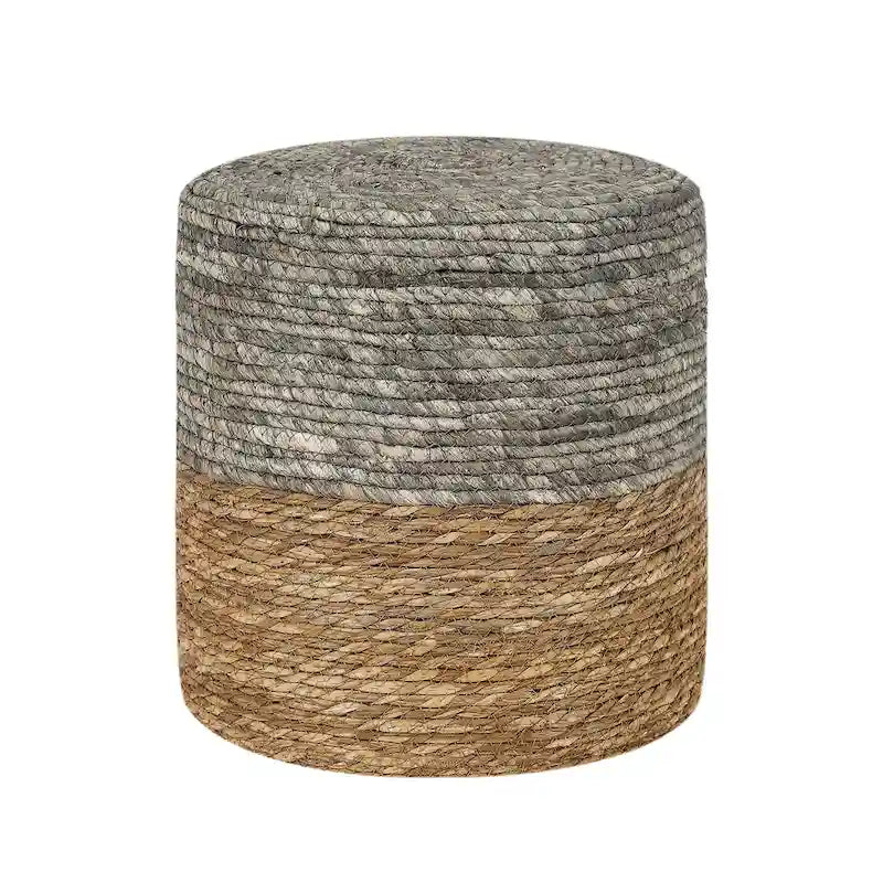 Round Ottoman Natural Cattail Hand Weave Foot Stool
