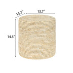 Round Ottoman Natural Cattail Hand Weave Foot Stool
