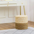Round Ottoman Natural Cattail Hand Weave Foot Stool