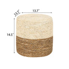 Round Ottoman Natural Cattail Hand Weave Foot Stool