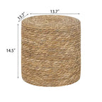 Round Ottoman Natural Cattail Hand Weave Foot Stool