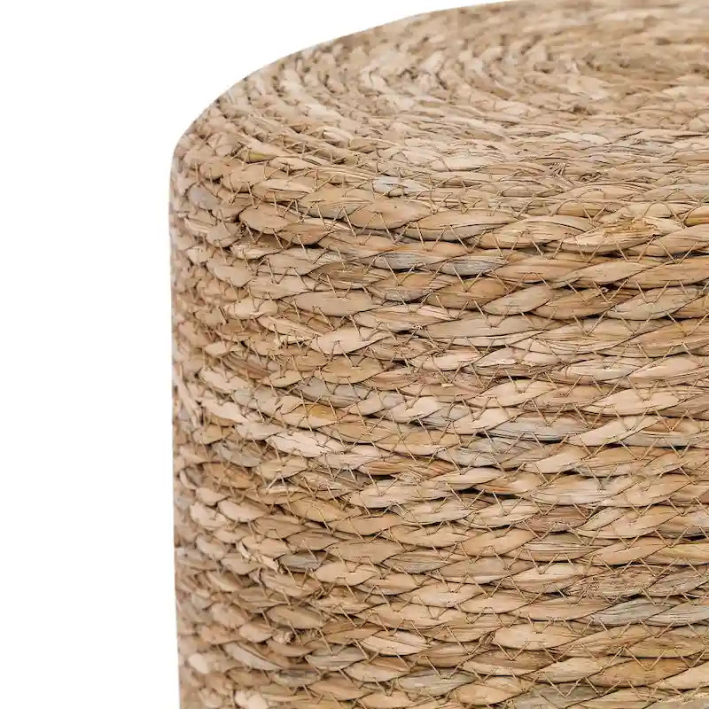 Round Ottoman Natural Cattail Hand Weave Foot Stool