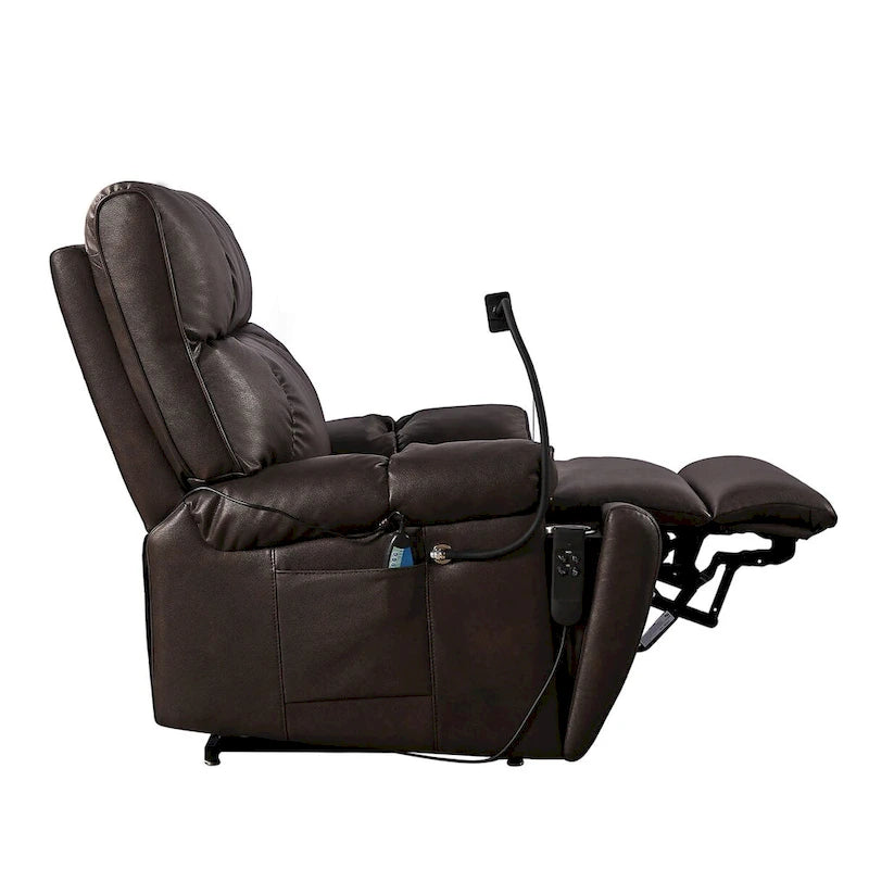 Recliner Chair with Phone Holder,Electric Power Lift with 2 Motors Massage and Heat for Elderly,2 Side Pockets,Cup Holders