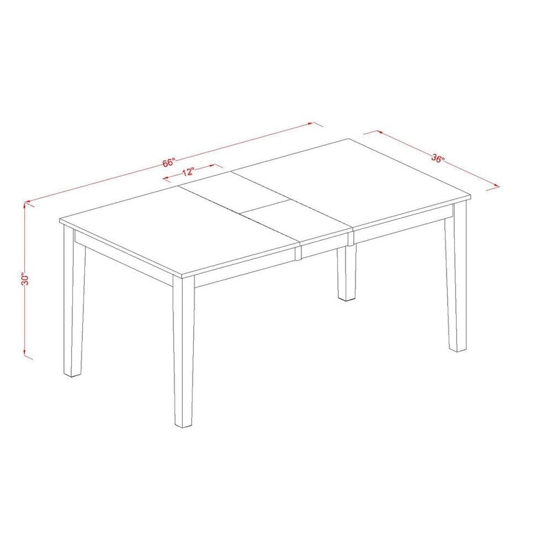 Modern Dining Table - Rectangle Kitchen Table Top with Butterfly Leaf (Finish Color Options)