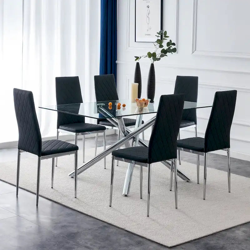 Dining chair, black chair and 6-piece set of