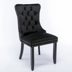 High-end Tufted Solid Wood Contemporary Velvet Upholstered Dining Chair with Wood Legs Nailhead Trim 2-Pcs Set,Gloden