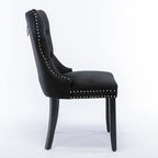 High-end Tufted Solid Wood Contemporary Velvet Upholstered Dining Chair with Wood Legs Nailhead Trim 2-Pcs Set,Gloden