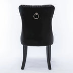 High-end Tufted Solid Wood Contemporary Velvet Upholstered Dining Chair with Wood Legs Nailhead Trim 2-Pcs Set,Gloden