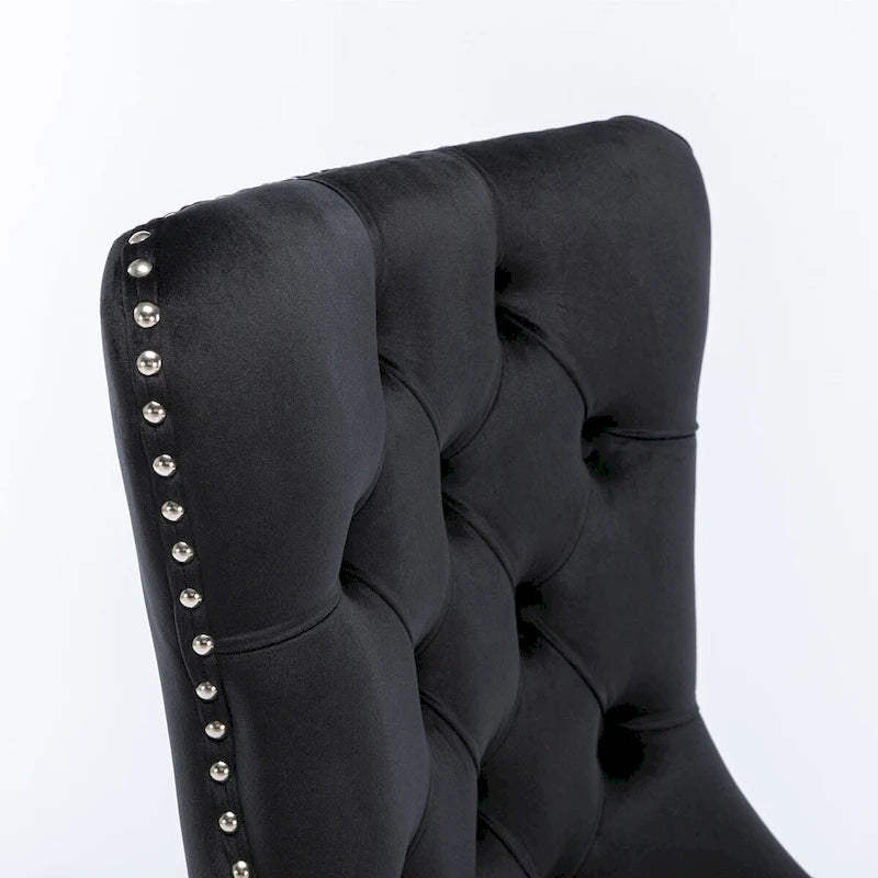 High-end Tufted Solid Wood Contemporary Velvet Upholstered Dining Chair with Wood Legs Nailhead Trim 2-Pcs Set,Gloden