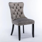 High-end Tufted Solid Wood Contemporary Velvet Upholstered Dining Chair with Wood Legs Nailhead Trim 2-Pcs Set,Gloden