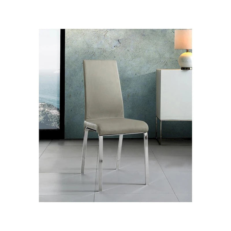 Set of 2 Dining Chair in Taupe Top Grain Leather