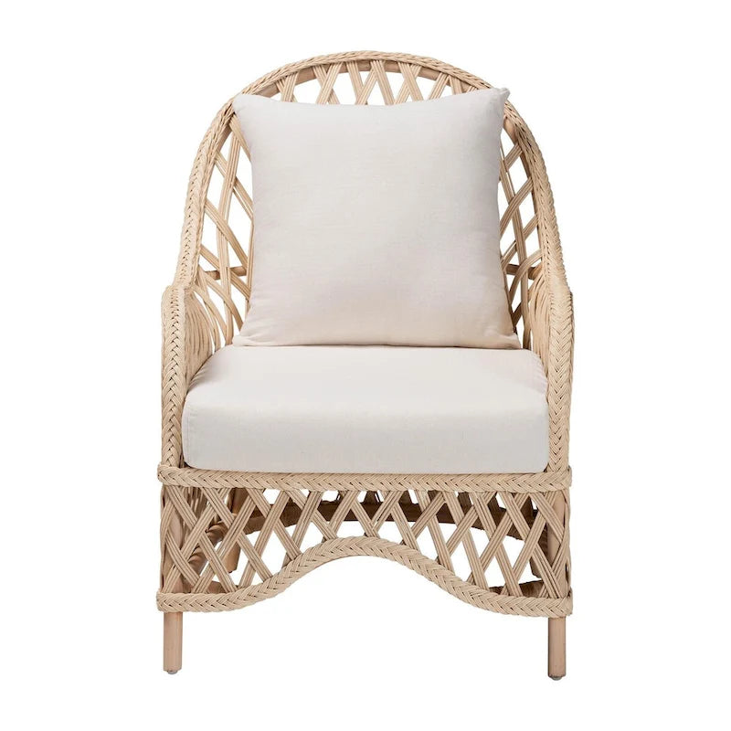 Bohemian Ivory Braided Rattan Arm Chair
