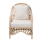 Bohemian Ivory Braided Rattan Arm Chair