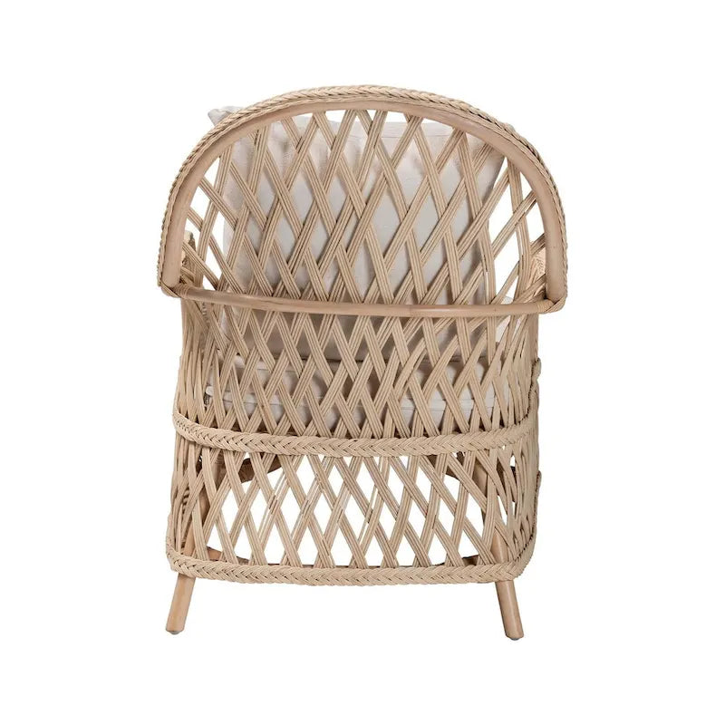 Bohemian Ivory Braided Rattan Arm Chair