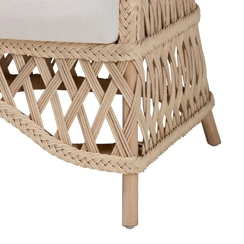 Bohemian Ivory Braided Rattan Arm Chair