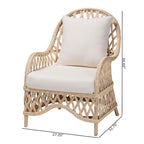 Bohemian Ivory Braided Rattan Arm Chair