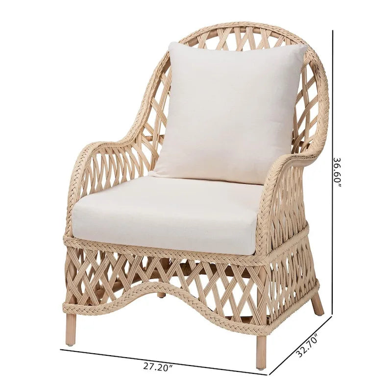 Bohemian Ivory Braided Rattan Arm Chair
