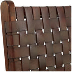 Leather Handmade Woven Dining Chair with Teak Wood Frame - Set of 2 Brown, White or Black