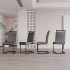 Modern Dining Chairs,PU Faux Leather High Back Upholstered Side Chair with C-shaped Tube.Metal Legs(Set of 4)