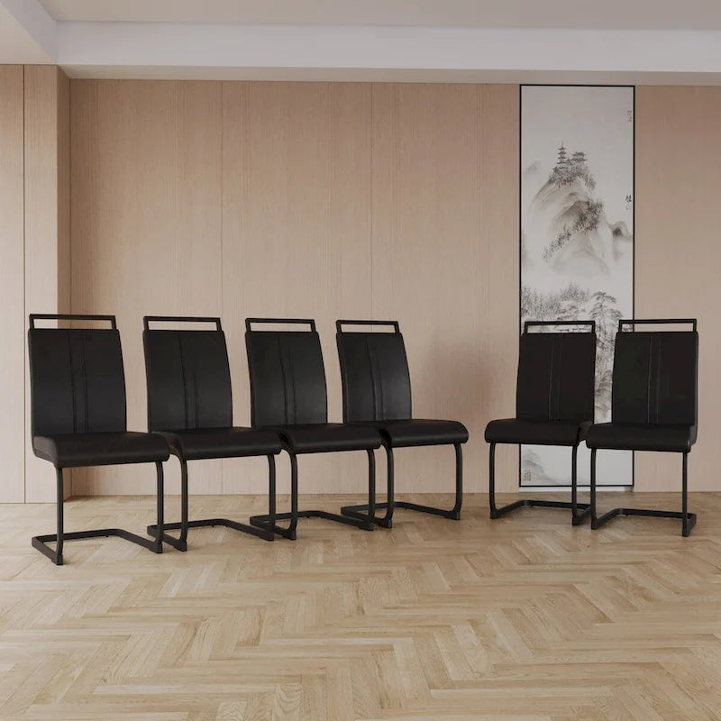 Modern Dining Chairs,PU Faux Leather High Back Upholstered Side Chair with C-shaped Tube.Metal Legs(Set of 4)