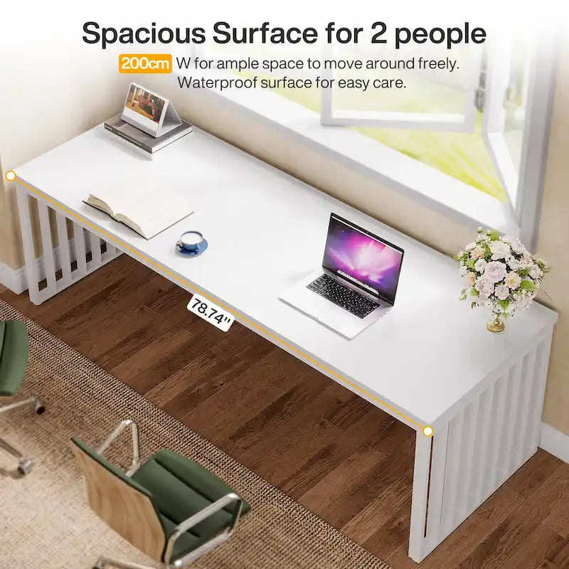 78.7-Inch 2 Person Computer Desk, Wood Writing Executive Desk for Home Office