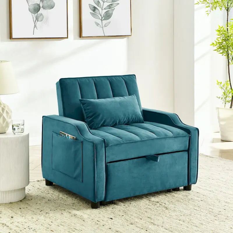 Velvet Pull Out Armchair