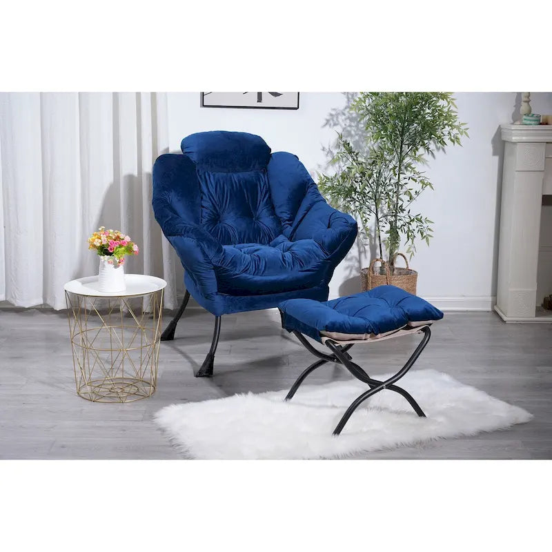 Accent Contemporary Lounge Chair, Single Steel Frame Sofa Chair with Armrests and A Side Pocket,with ottoman,with footrest