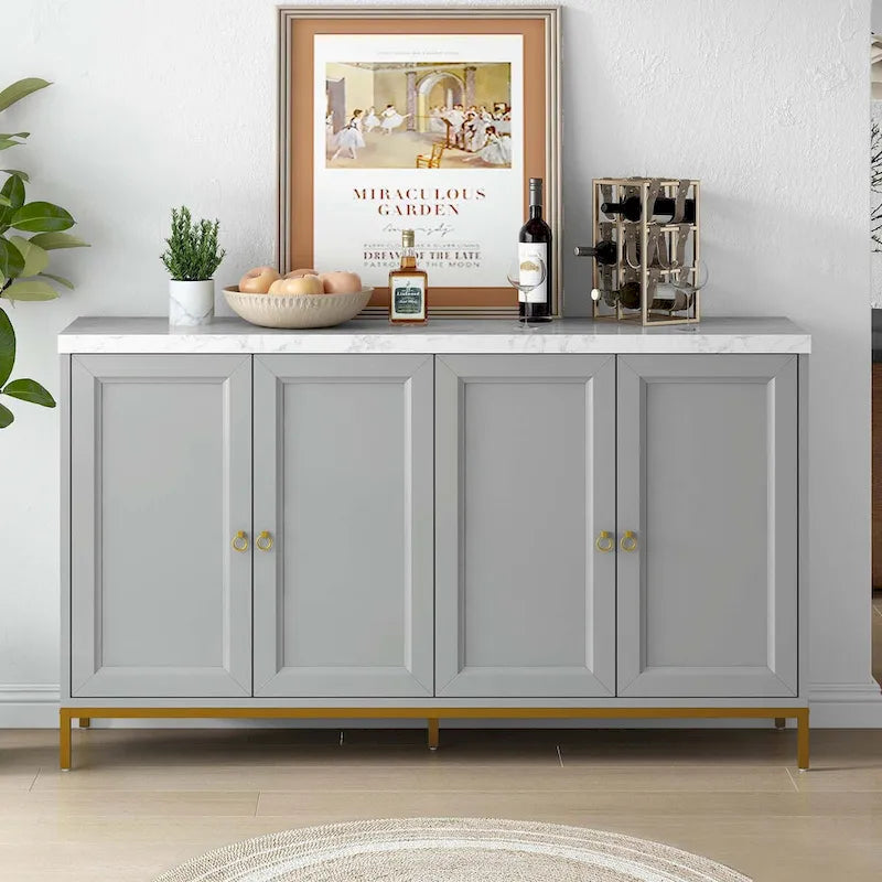 Modern Sideboard with Metal Handles for Living Room