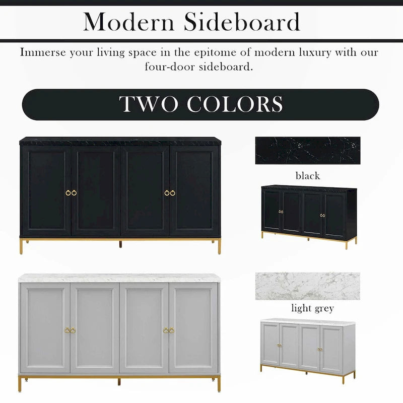 Modern Sideboard with Metal Handles for Living Room