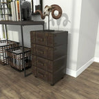 Faux Leather Vintage 4 Drawer Room Chest with Buckle Straps and Gold Stud Details - Black